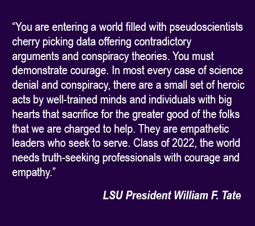 Quote from LSU President Tate's Cmmencement Address